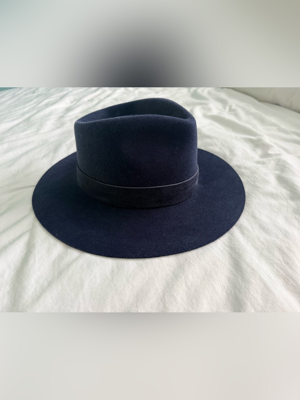 GIGI PIP MILLER Navy Felt Fedora with Satin Lining